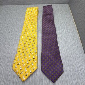 Lauren Ralph Lauren Silk Ties Lot of 2 Brooks Brothers 346 Yellow Purple